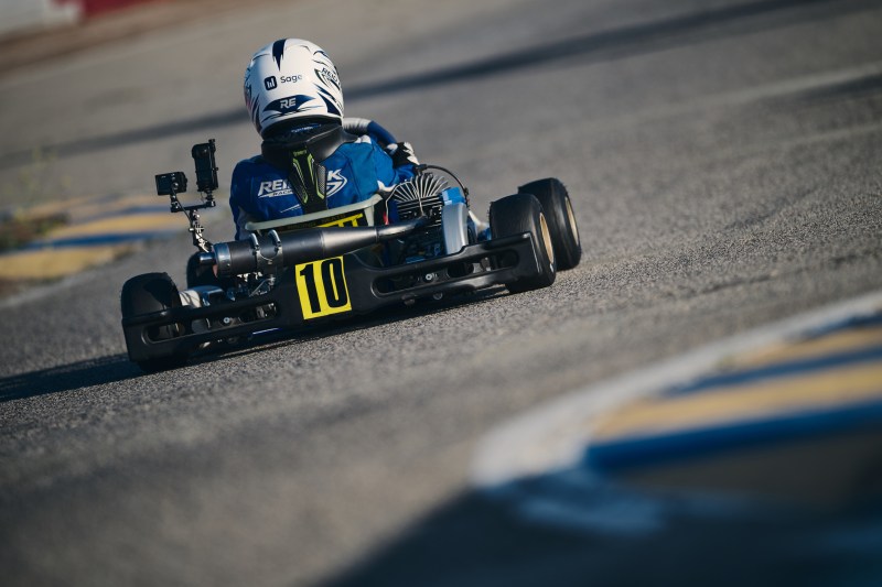 Reid Eck kart number 10 head-on at Tri-C California Nights