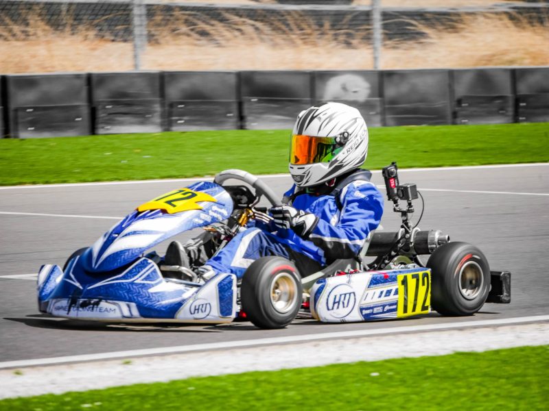 Reid Eck kart #172 clipping the apex